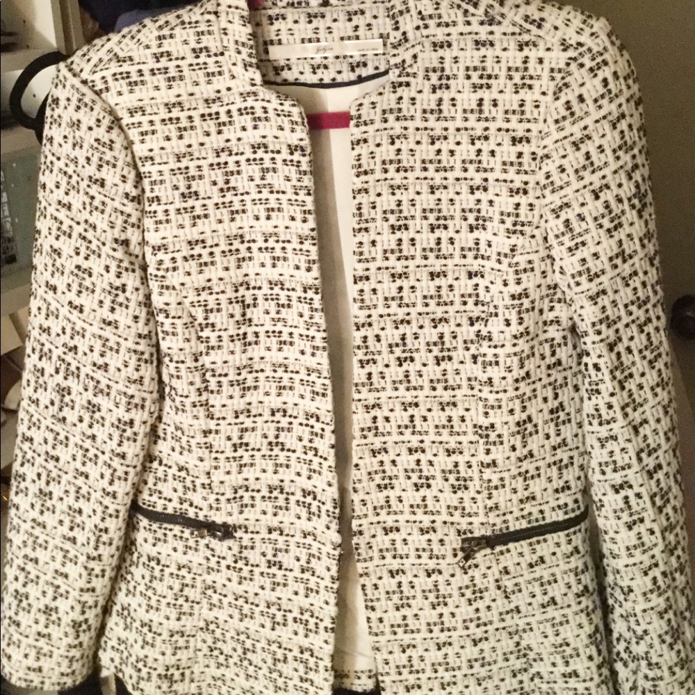 ✖️Gibson black + off-white tweed jacket